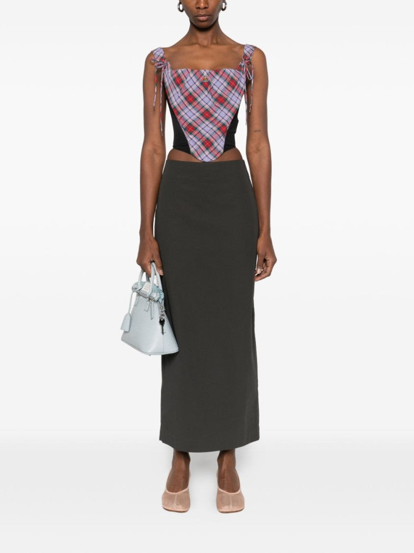 Vivienne Westwood Red Purple Tartan Tie Square Top