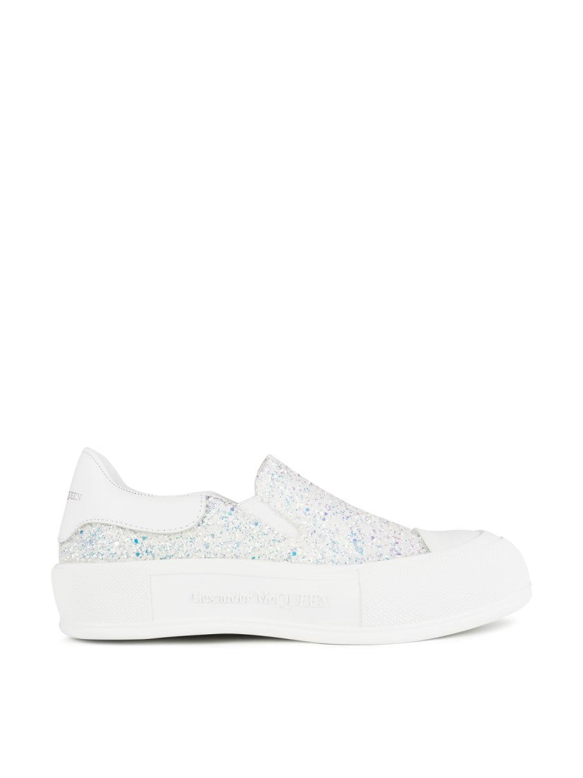 Alexander Mcqueen Deck Plimsoll Glitter Slip On Sneakers