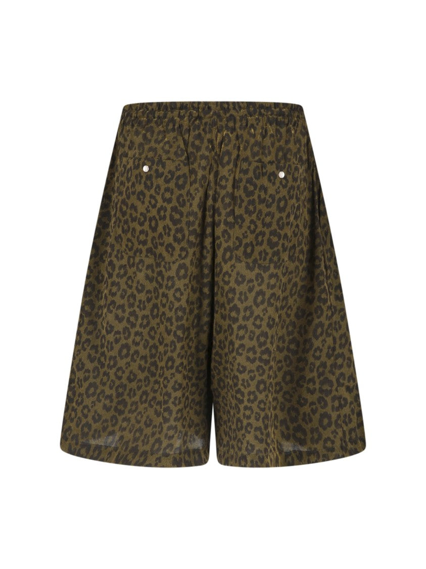 Needles Brown Animal Print Drawstring Cotton Shorts