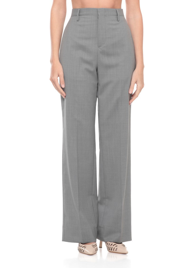 Briglia 1949 Grey Lutetigw Wool Wide-Leg Pants