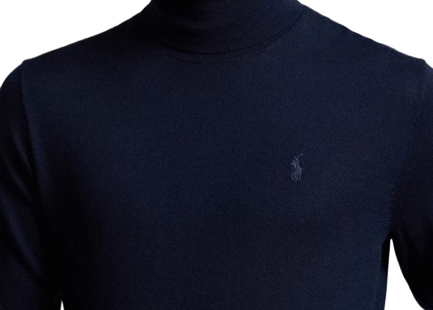 Polo Ralph Lauren Refined Turtleneck Sweater In Deep Navy Wool