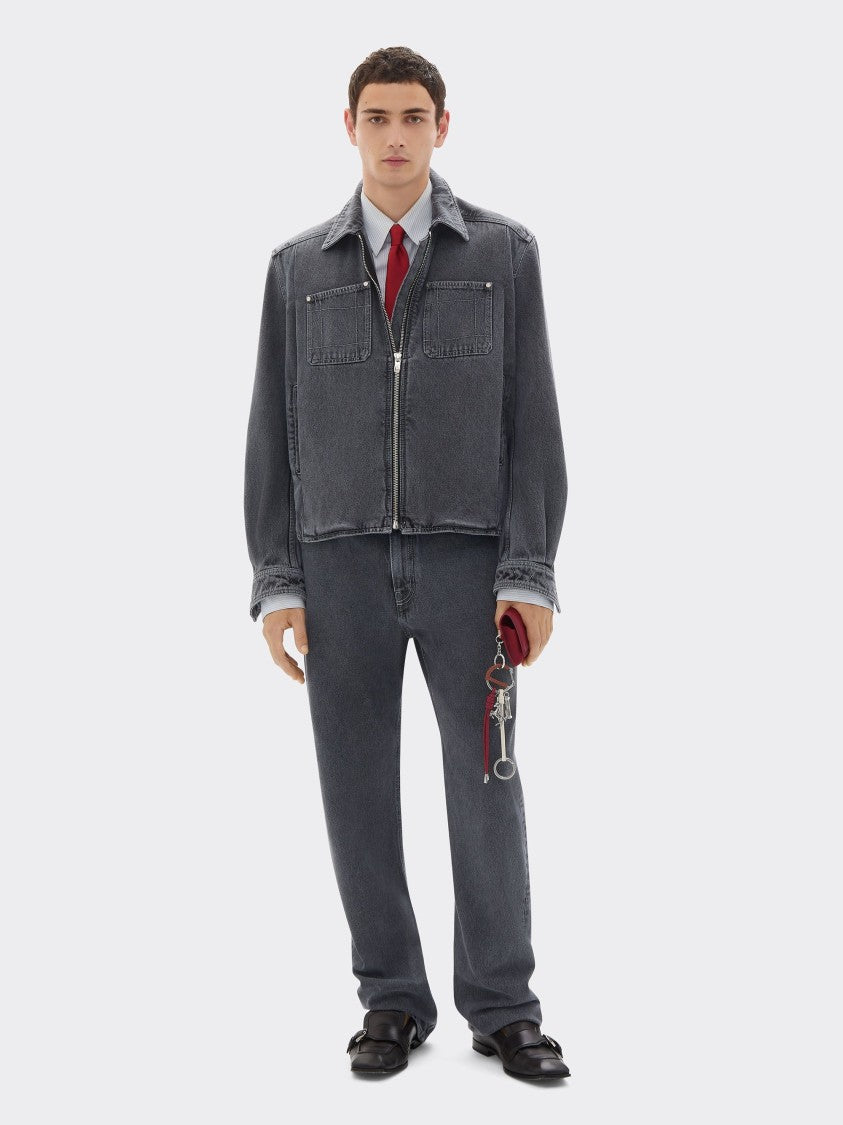 Ferrari Straight-Leg Grey Denim Jeans