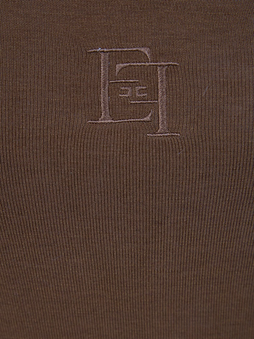 Elisabetta Franchi Racerback Tank Top With Embroidered Detail