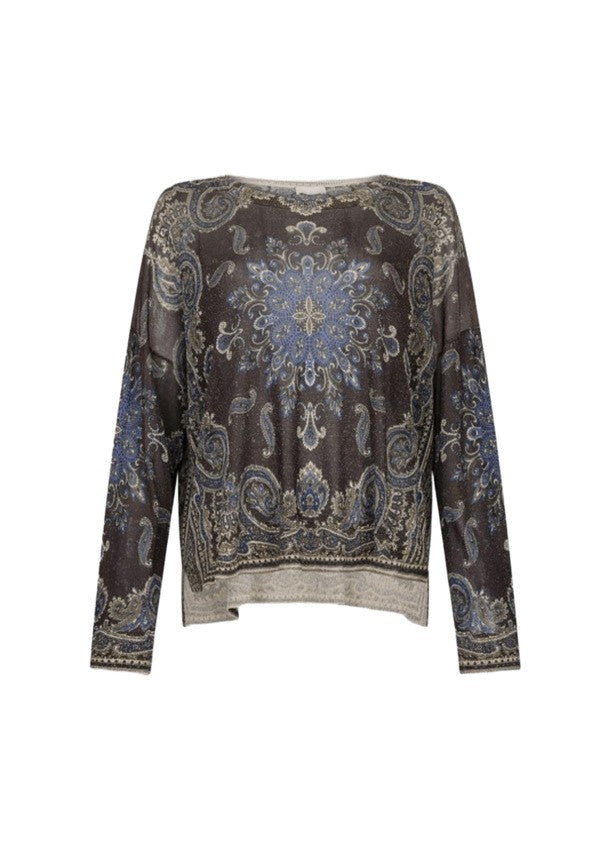 Liu Jo Long-Sleeved Brown Sweatshirt With All-Over Print