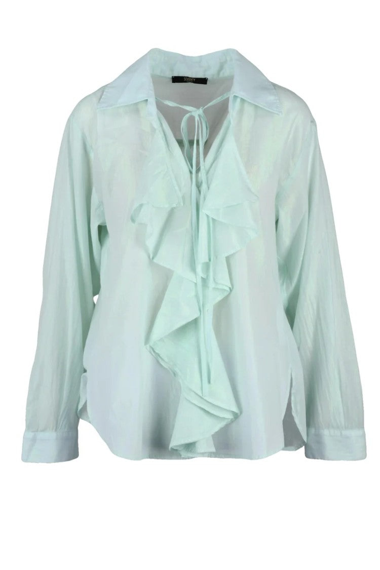 Seventy Lamé Blouse - Aqua Green