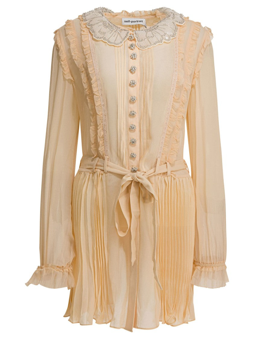 Self-Portrait Pleated Georgette Dress