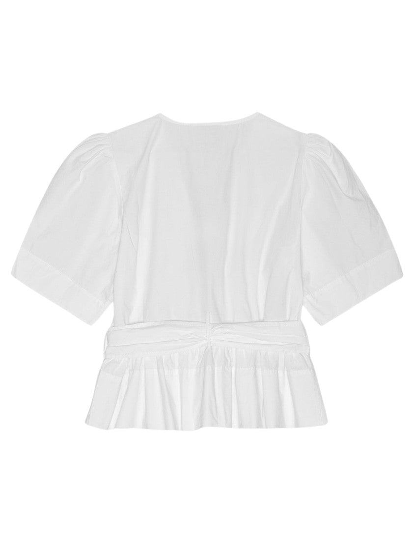 Ganni White Knot Fastening Cotton Shirt