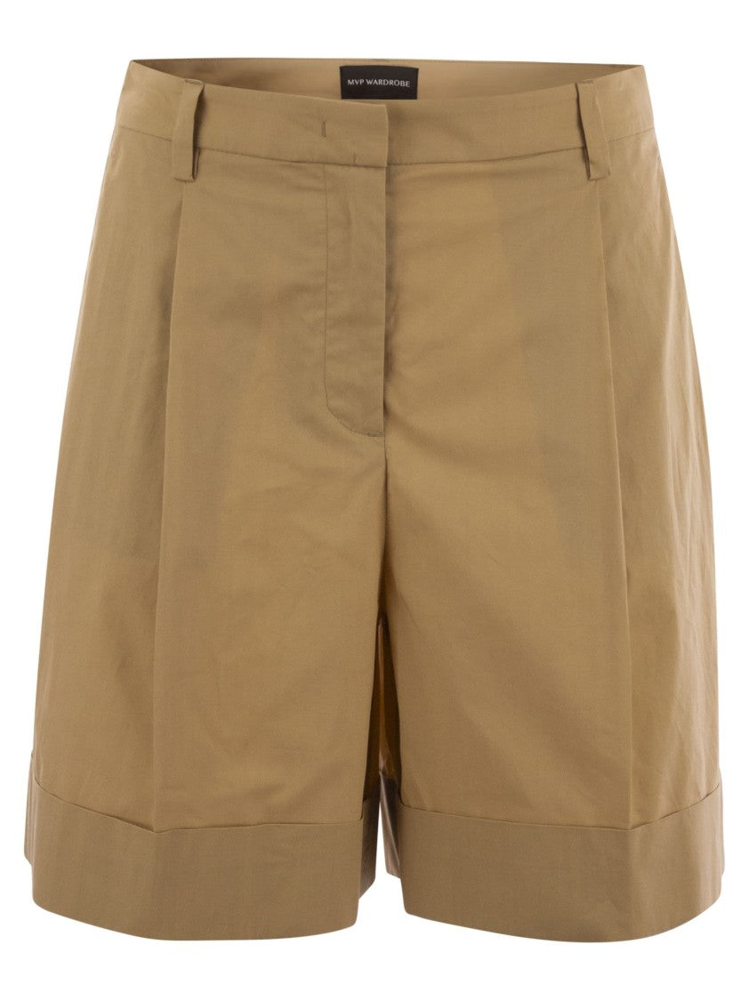 Mvp Wardrobe Cotton Shorts With Concealed Zip
