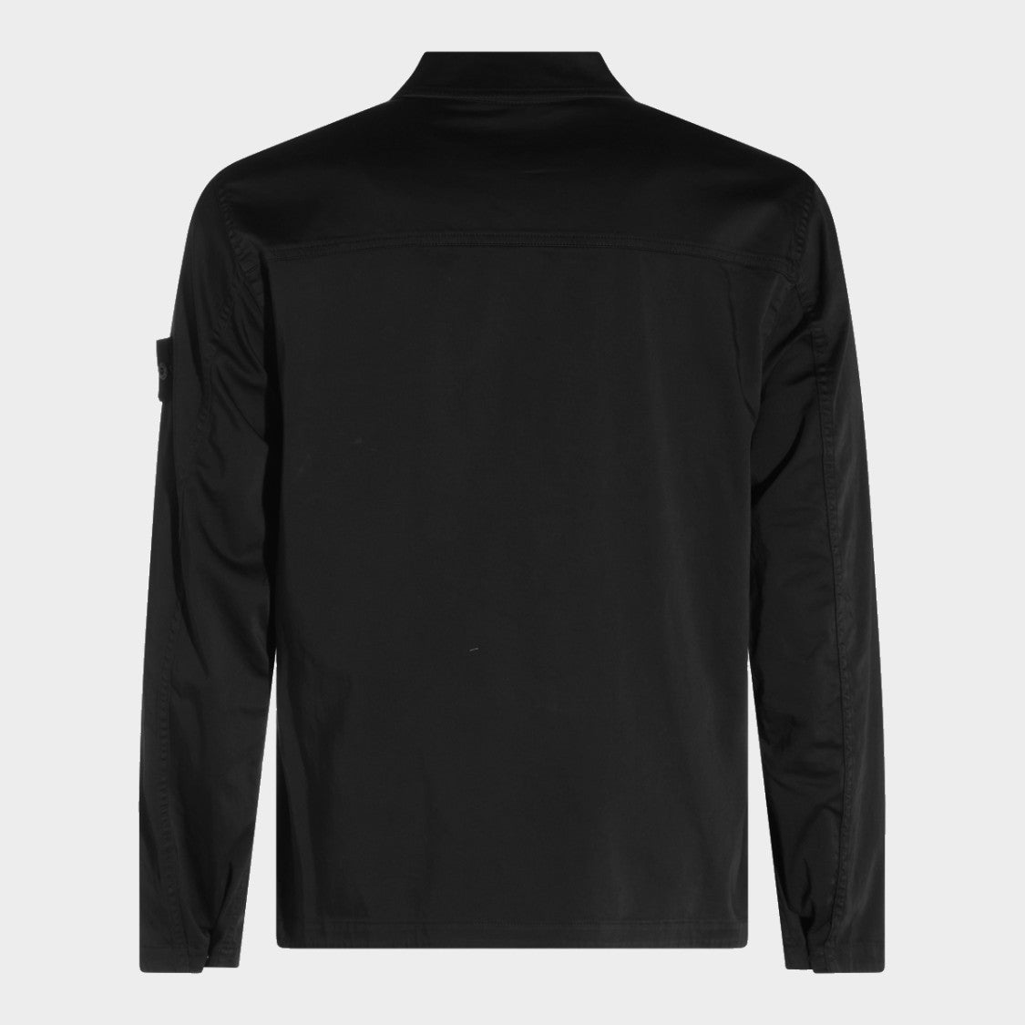 Stone Island Black Shirt With Front Zipper And Chest Pockets