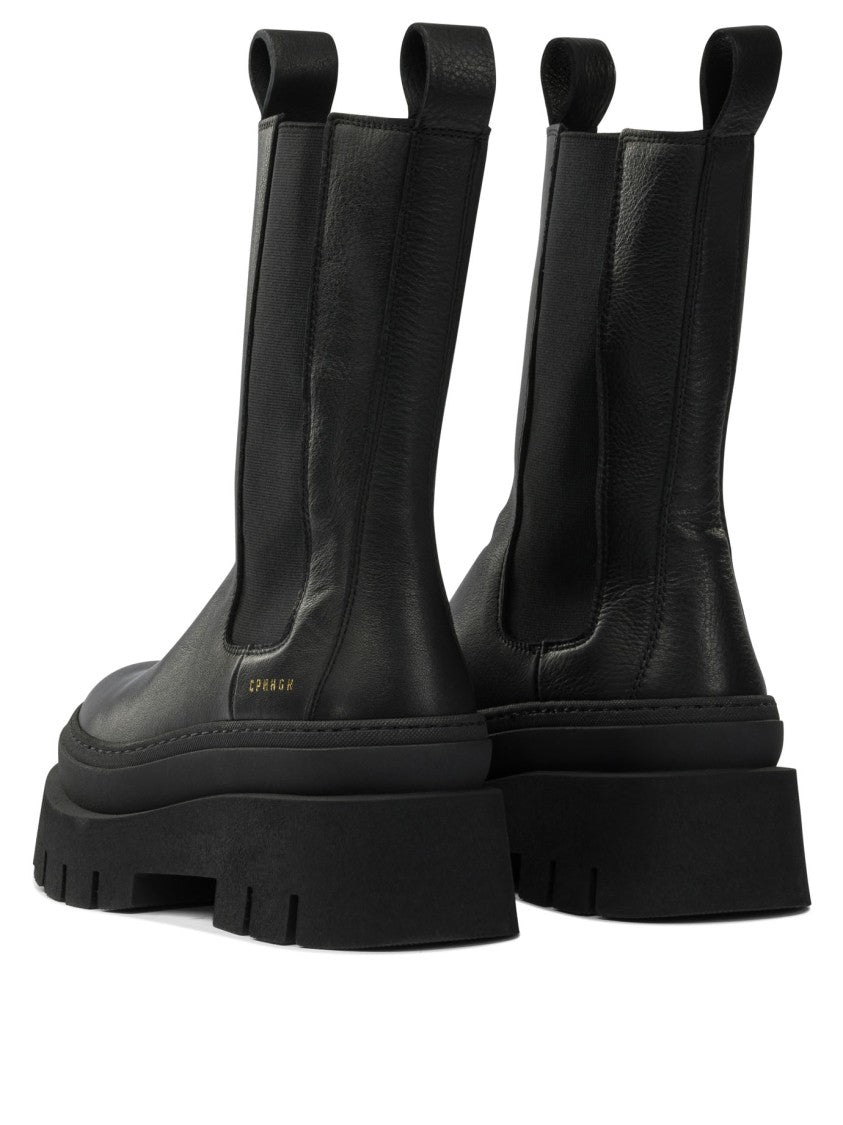 Copenhagen Black Calf Leather Ankle Boots