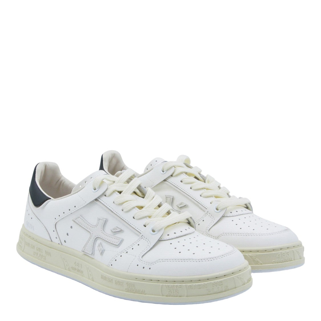 Premiata Low-Top Leather Sneakers With Perforated Upper