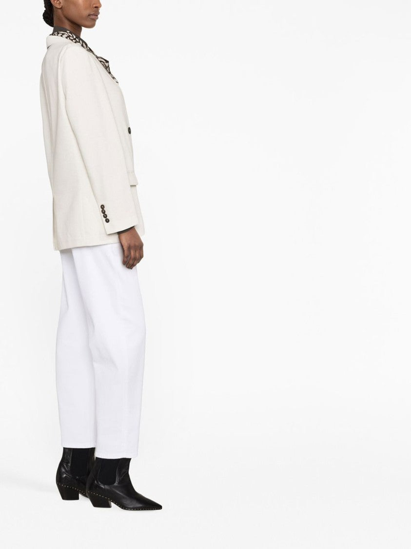 Brunello Cucinelli Double-Breasted White Jacket With Notched Lapel