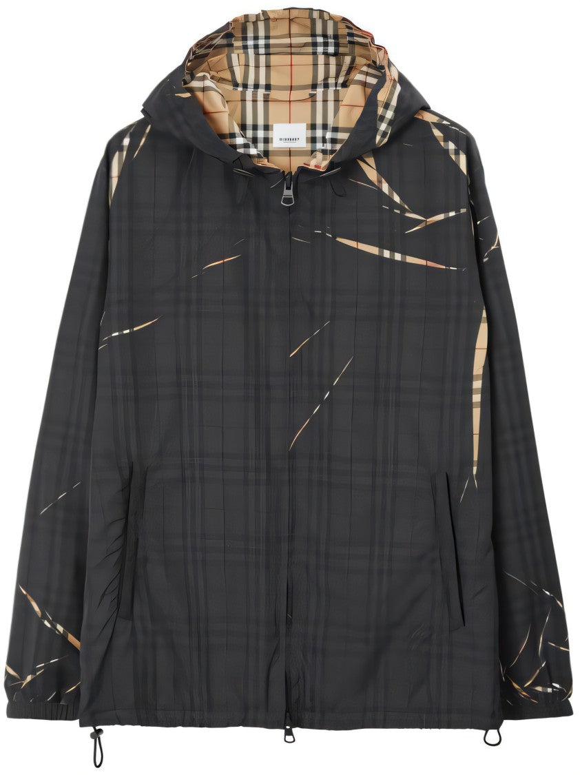 Burberry Lightweight Black Casual Jacket With Abstract Pattern