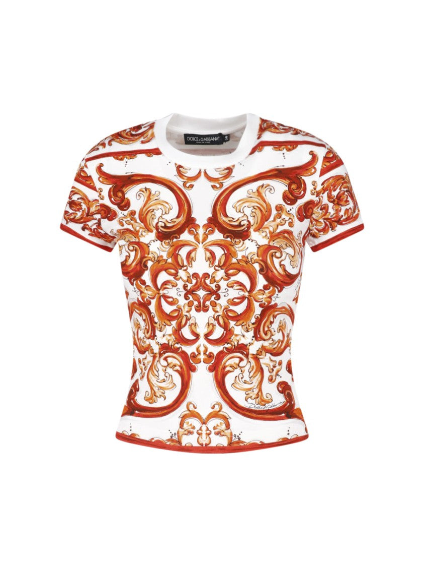 Dolce & Gabbana Fitted Short-Sleeve T-Shirt With Baroque-Inspired Print