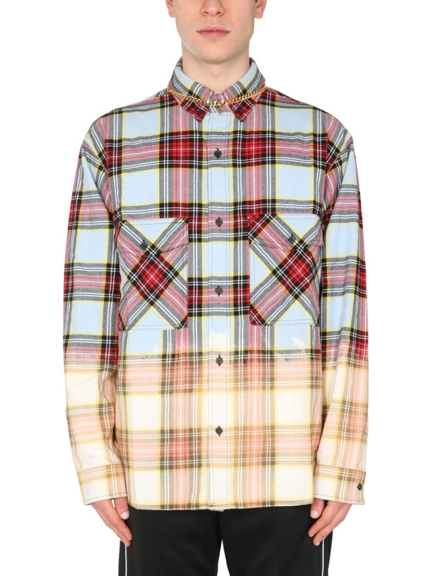 Marcelo Burlon Check Print Shirt With Gradient Transition