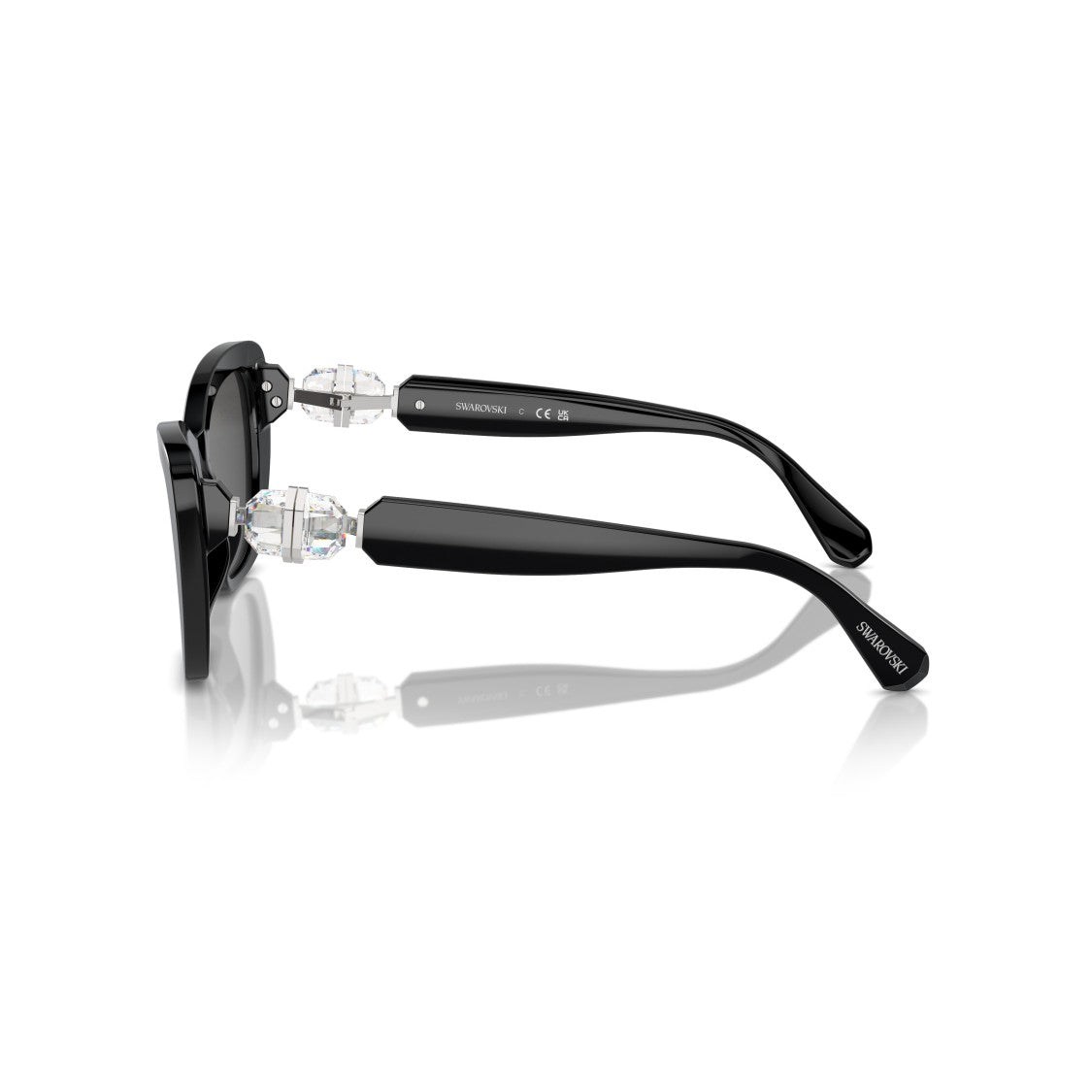 Swarovski 0Sk6018 Oversized Black Cat-Eye Sunglasses With Crystal Embellishments
