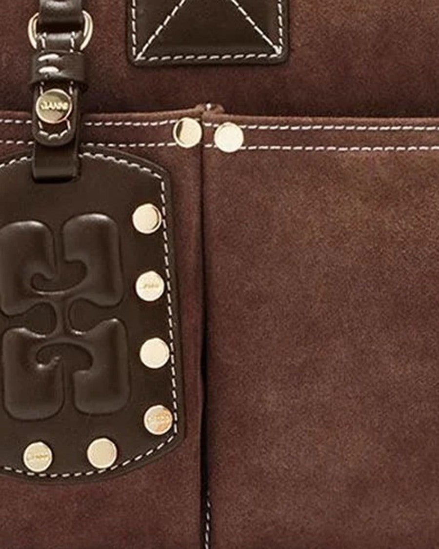 Ganni Posy Small Suede Studded Shoulder Bag