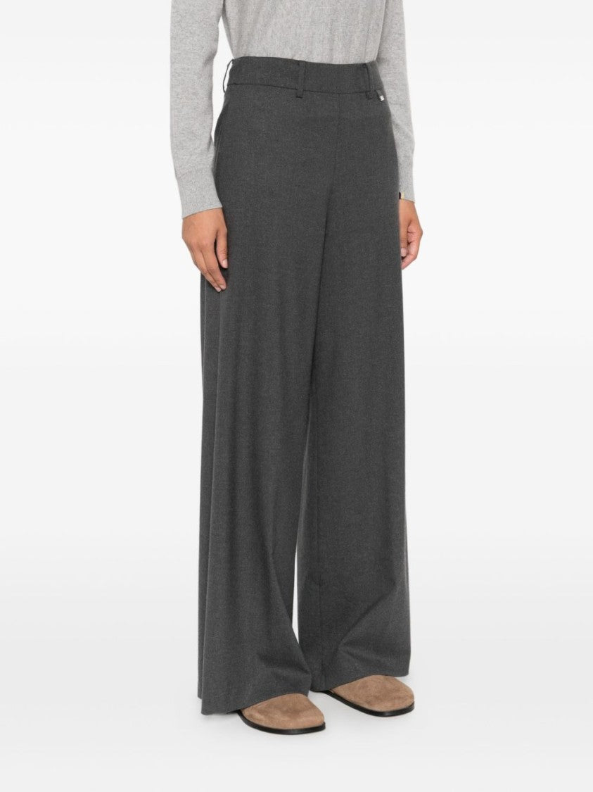 Herno Wide-Leg Gray Trousers With High Waist