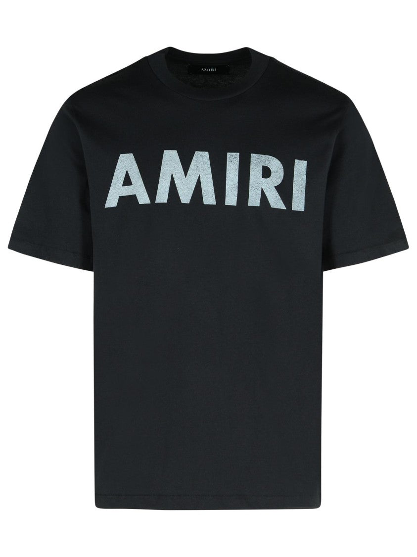 Amiri Black Cotton T-Shirt With Bold Logo Statement