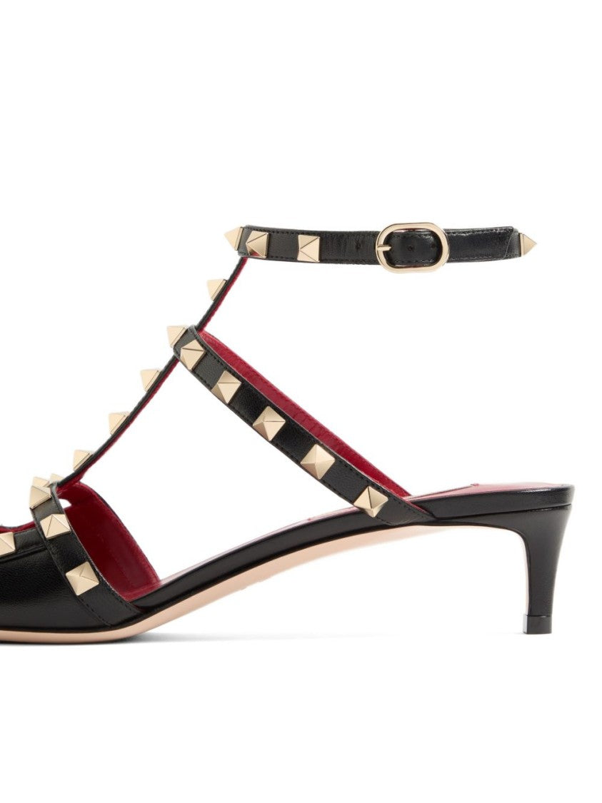 Valentino Garavani Gold-Tone Studded Strap Pointed-Toe Pumps