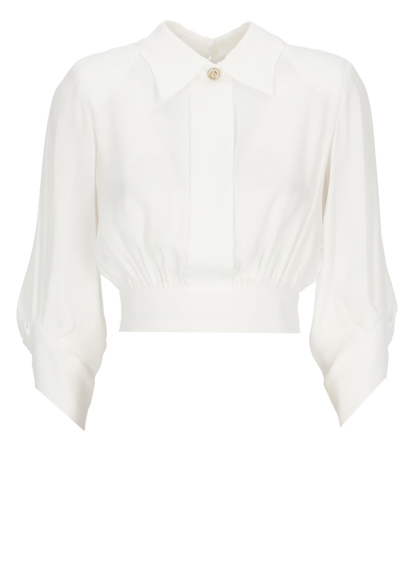 Elisabetta Franchi Ivory Viscose Embroidered Blouse