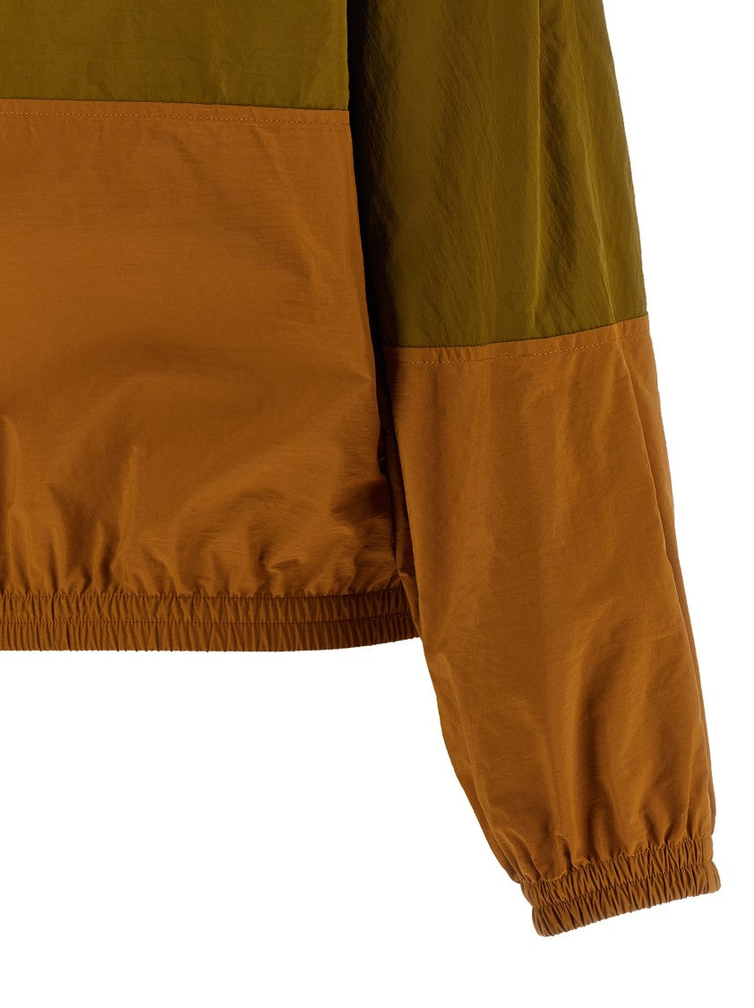 Saint Laurent Two-Tone Color-Block Anorak With Lavallière Collar
