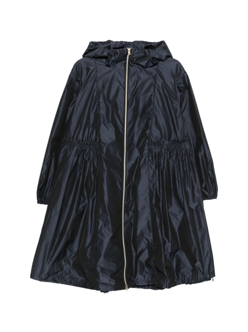 Herno Black Ruffled Details Hooded Parka