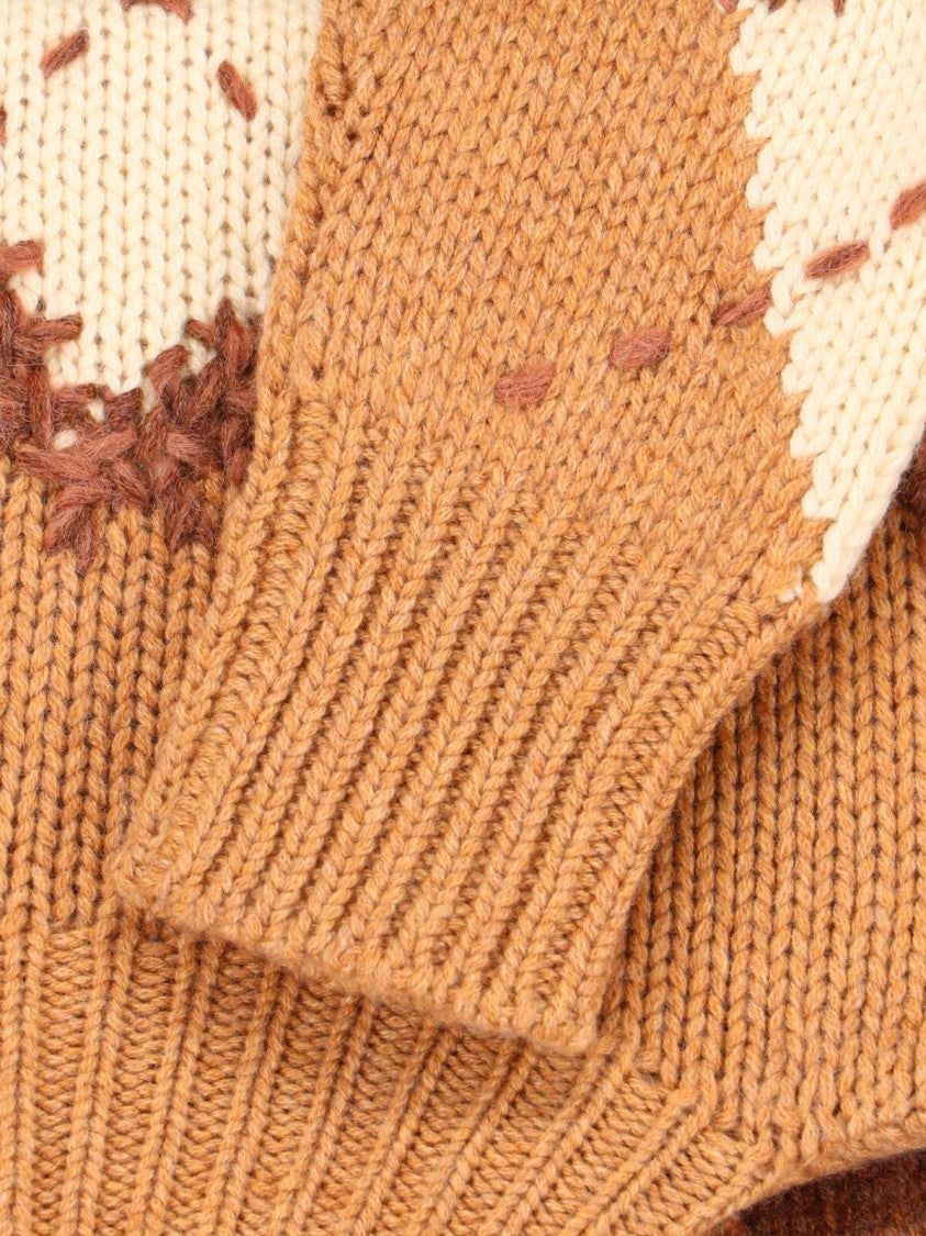 Ermanno Scervino Turtleneck Check Sweater – Brown