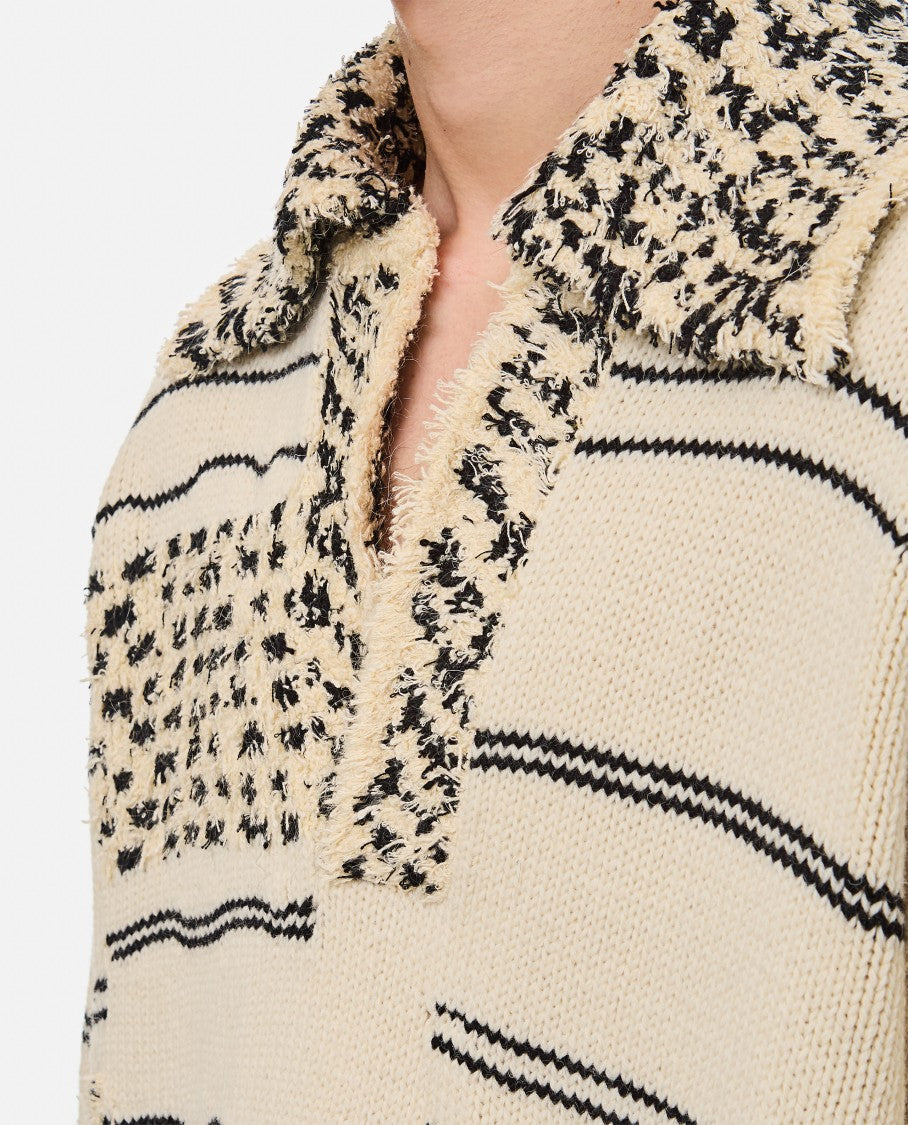 Bottega Veneta Textured Stripes Polo Sweater