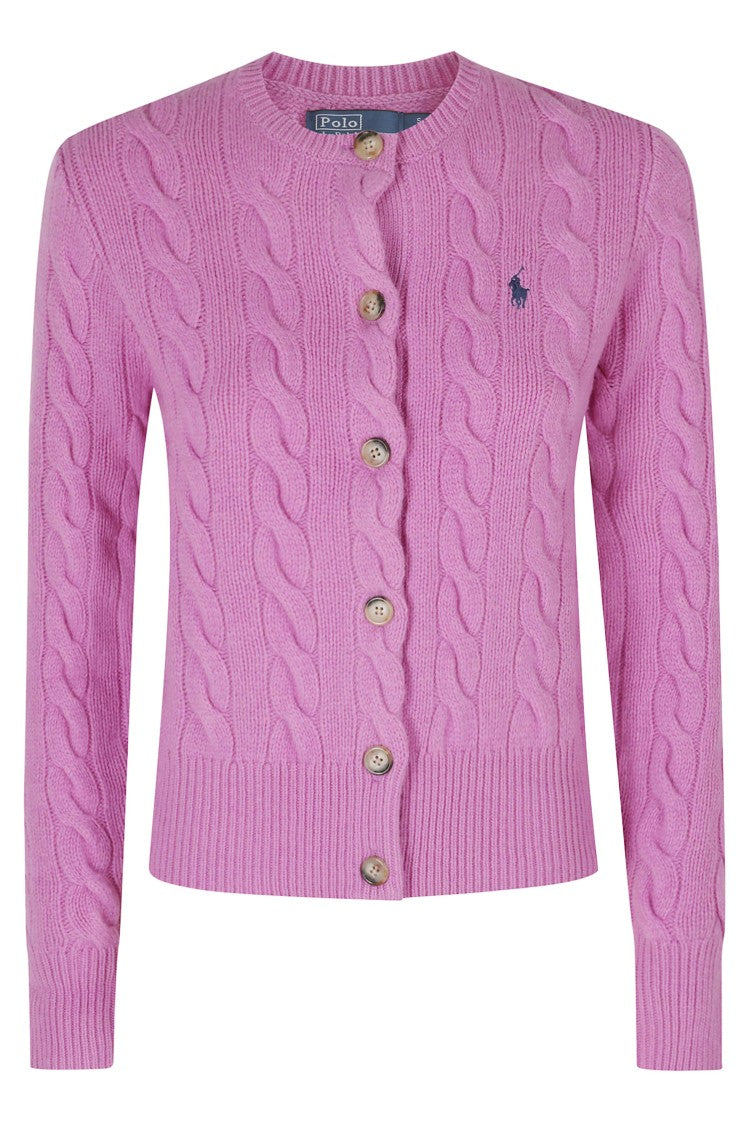 Polo Ralph Lauren Pink Cable Knit Wool-Blend Cardigan