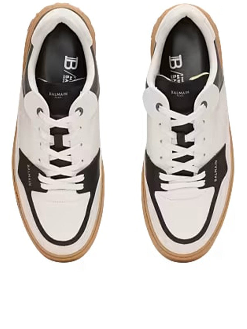 Balmain Tan Low Top B-Court Leather Sneakers