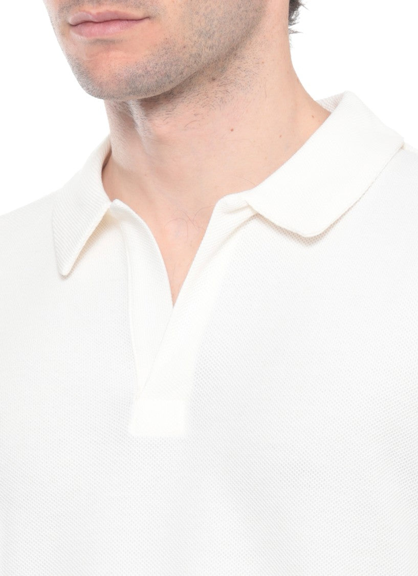 Jacob Cohen Ivory Cotton-Silk Polo Shirt