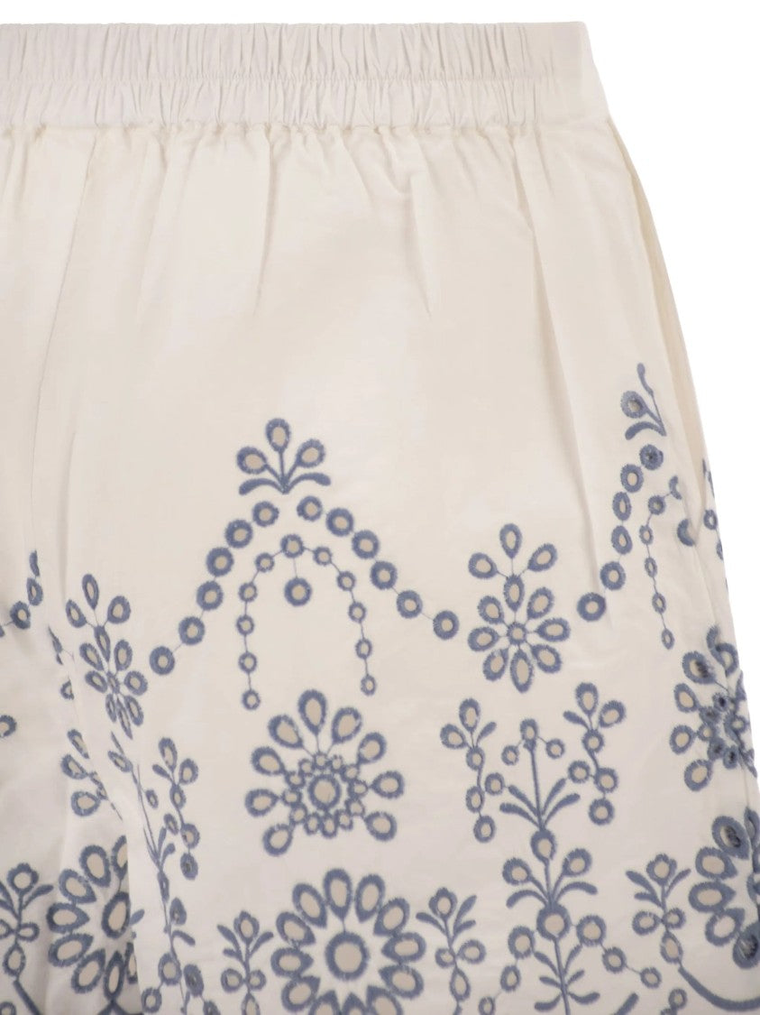 Mc2 Saint Barth Light Beige Shorts With Scalloped Hem