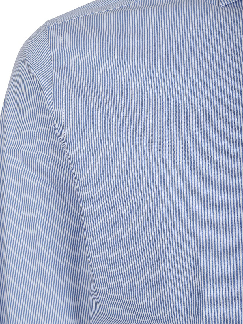 Orian Super Slim Blue Striped Cotton Shirt