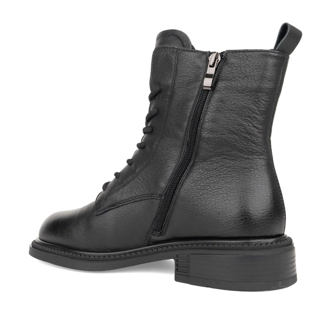 Linda Baumann Black Smooth Leather Rounded Toe Ankle Boots