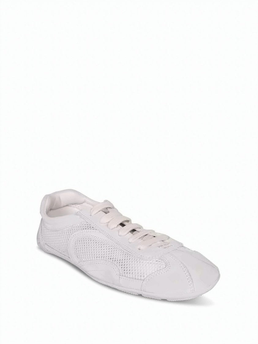 Prada Low-Profile Suede And Mesh Sneakers