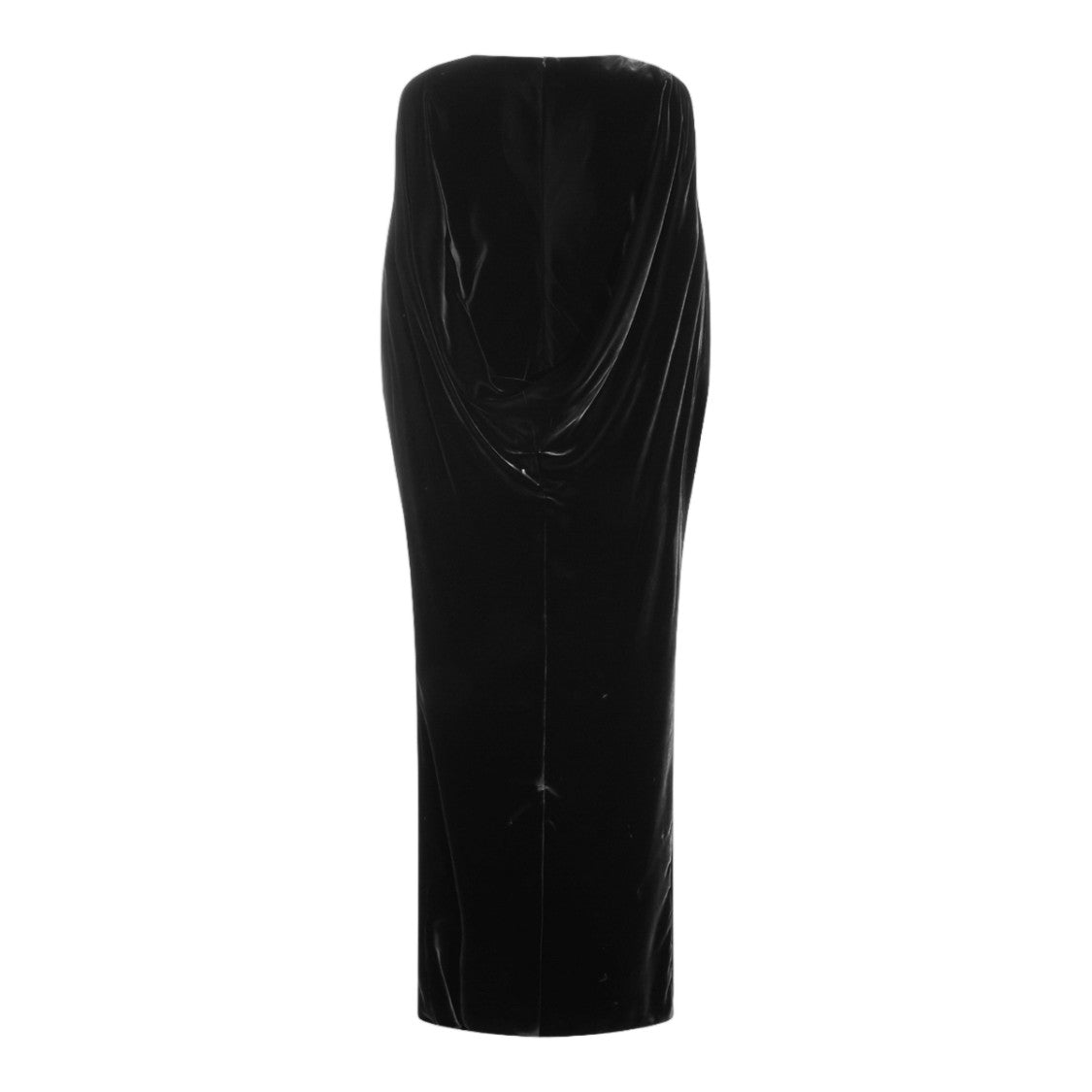 Alberta Ferretti Floor-Length Velvet Maxi Dress With Draped Sleeves