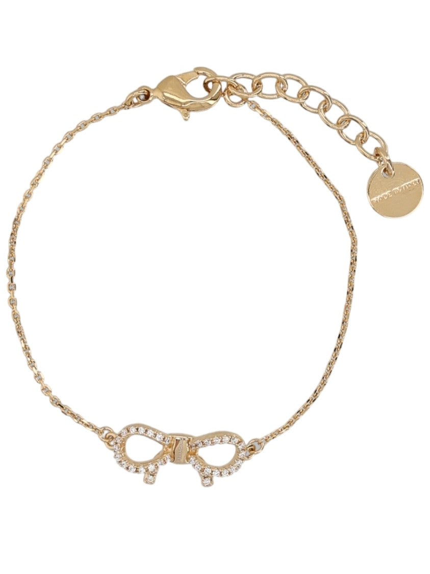 Ferragamo Gold Bow Heart Glass Brass Bracelet