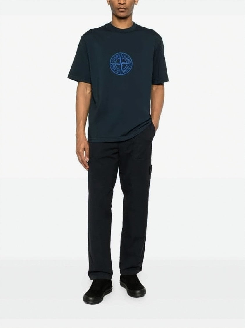 Stone Island Short-Sleeve T-Shirt With Circular Emblem And Relaxed Fit