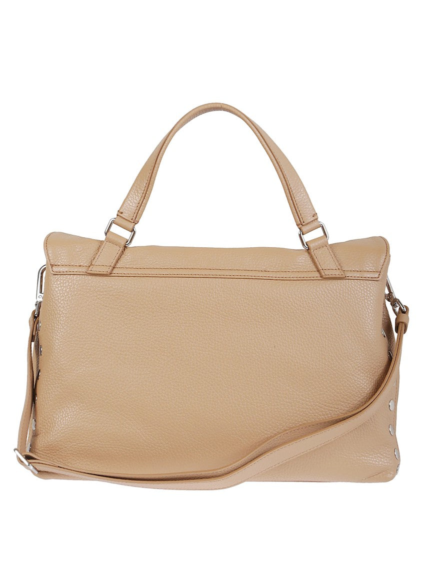 Zanellato Brown Cantucci Calfskin Shoulder Bag With Twist Lock Closure