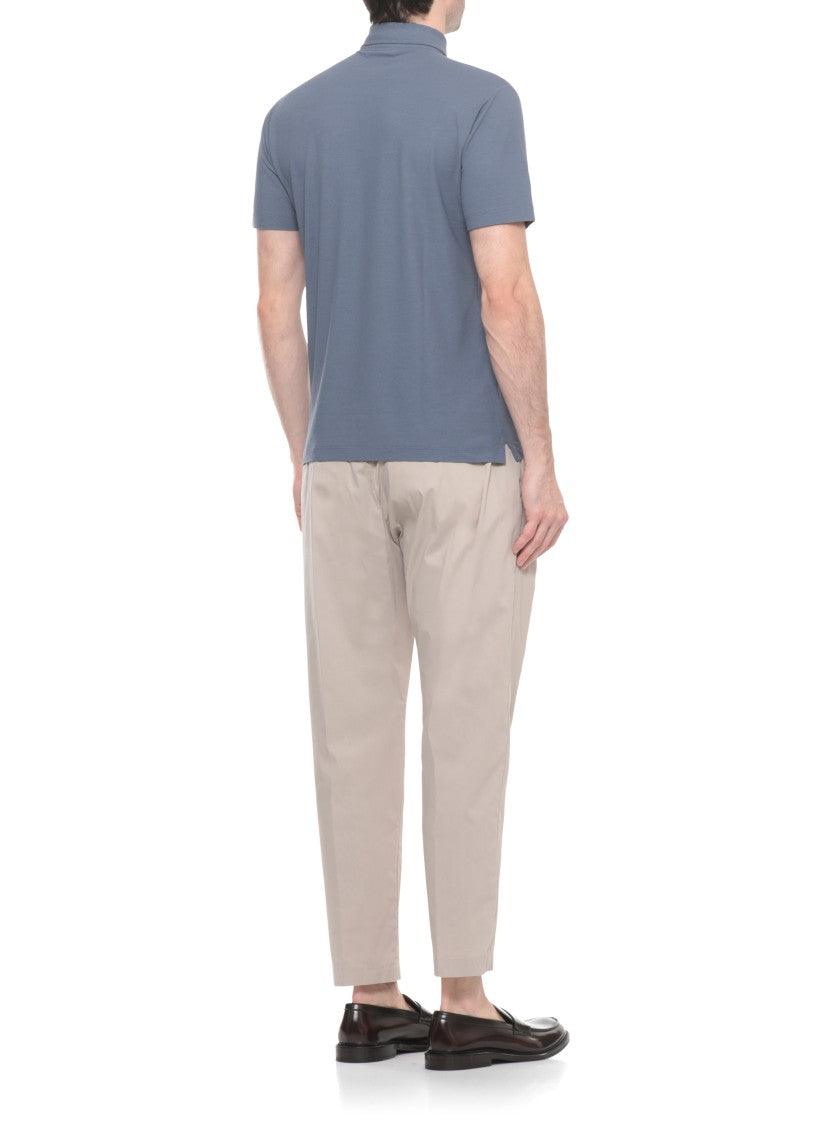 Zanone Blue Cotton Polo Shirt