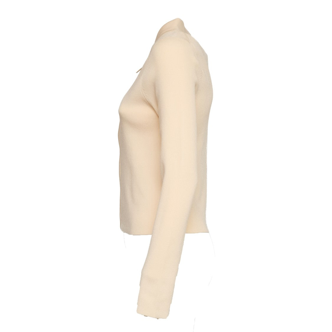 Victoria Beckham Mila Zipped Ribbed Long Sleeve Polo Shirt
