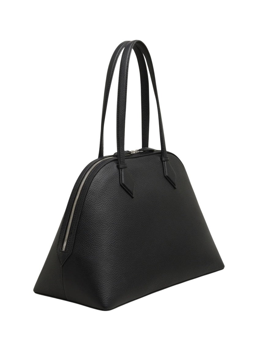 A.Emery Black Silver Hardware Leather Shoulder Bag