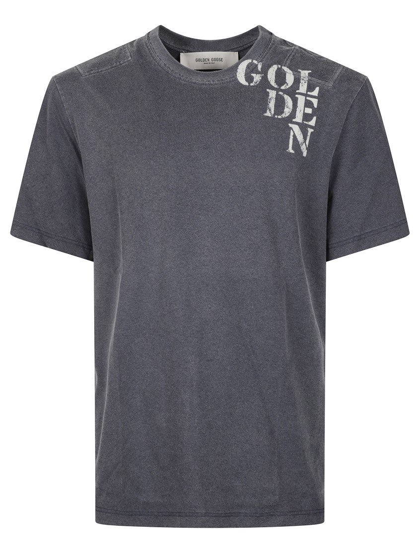Golden Goose Distressed Blue Crew Neck T-Shirt