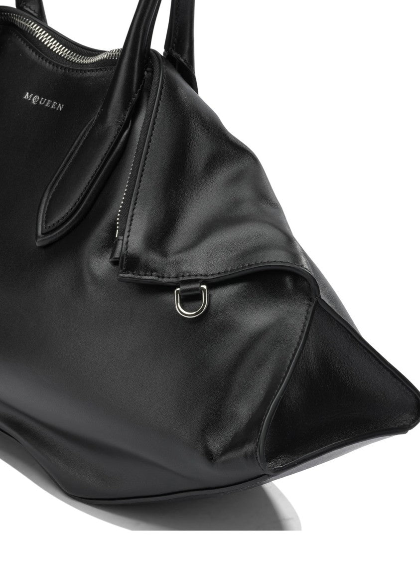 Alexander Mcqueen Black Leather Handbag With Subtle Detailing