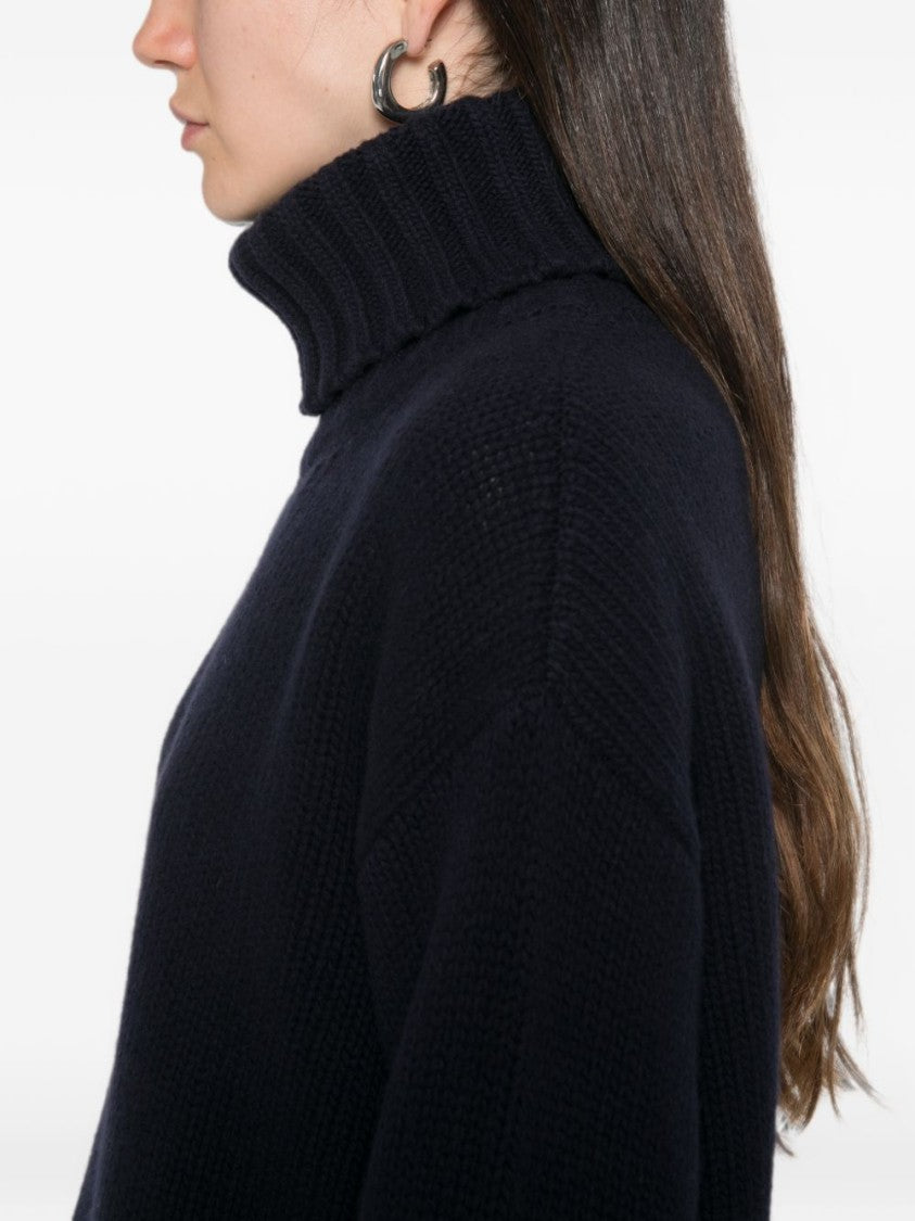 Jucca Chunky Knit Wool Turtleneck Sweater With High Ribbed Collar