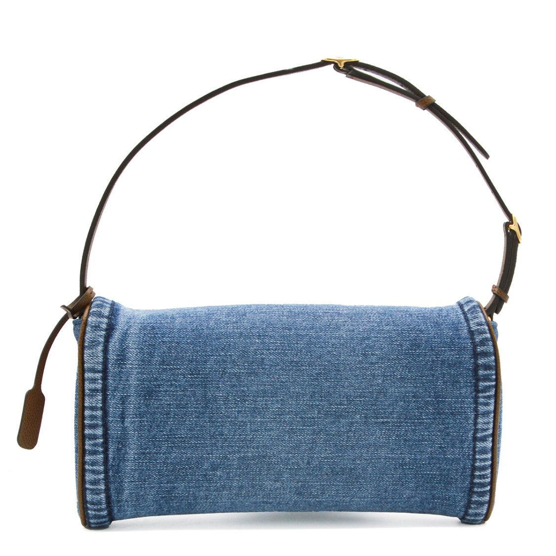 Valentino Garavani Rectangular Blue Denim Shoulder Bag With Gold-Tone Emblem