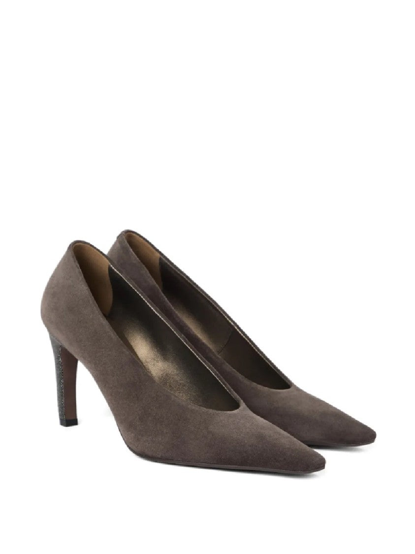 Brunello Cucinelli Pointed-Toe Pumps With Textured Metallic Detail