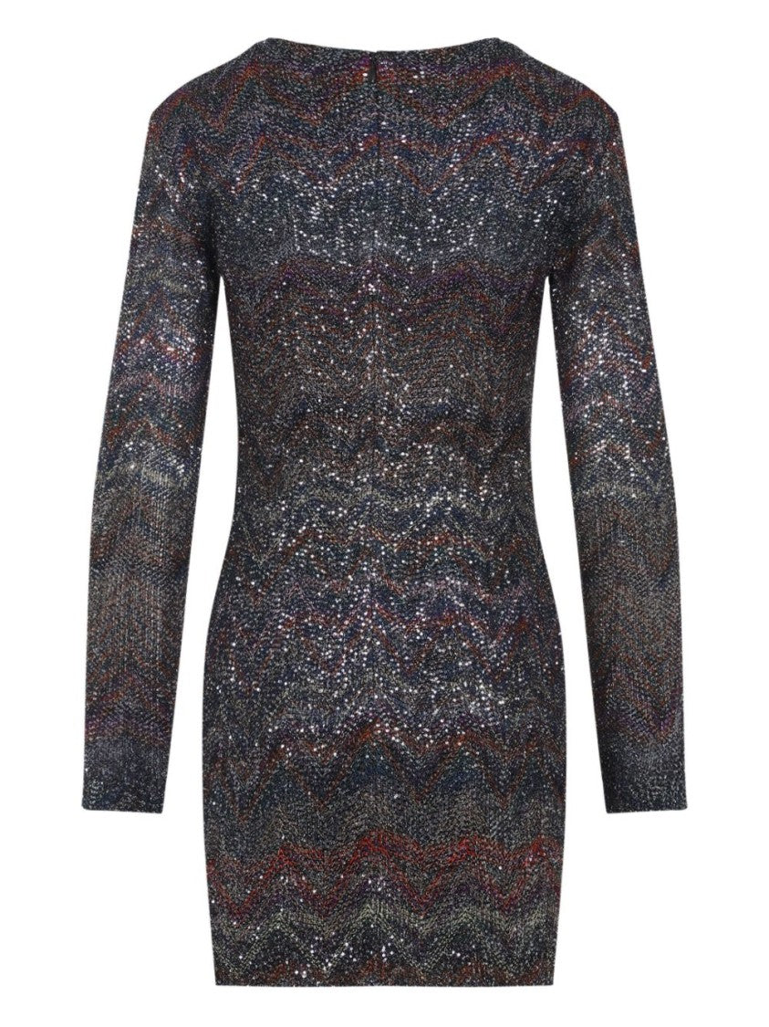 Missoni Zigzag Sequined Dress With Deep V-Neckline