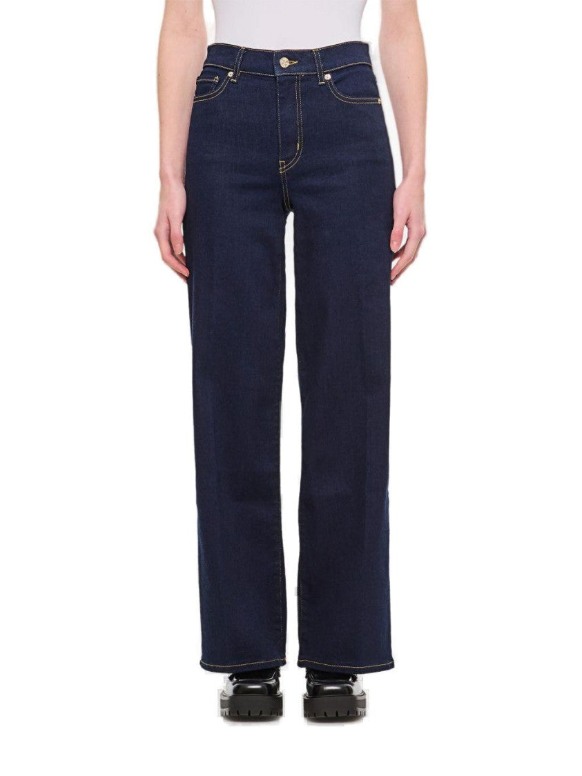 Frame Navy Blue Straight Jeans With Classic Five-Pocket Design